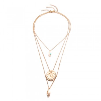 3 PCS/Set Boho Shell Pendant Necklace for Women Long Chain Round Charm Statement Choker 2019 Collares Necklace Wedding Jewelry