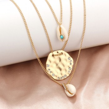 3 PCS/Set Boho Shell Pendant Necklace for Women Long Chain Round Charm Statement Choker 2019 Collares Necklace Wedding Jewelry