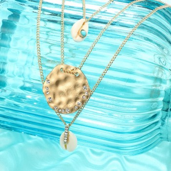 3 PCS/Set Boho Shell Pendant Necklace for Women Long Chain Round Charm Statement Choker 2019 Collares Necklace Wedding Jewelry