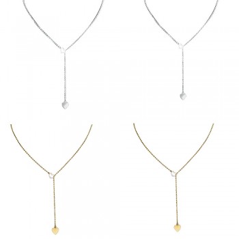2018 Hot Beauty Charm Women Stainless Steel Heart Pendant Chain Necklace ladies girl choker collar ribbon gold Silver DROPSHIP #