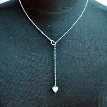 2018 Hot Beauty Charm Women Stainless Steel Heart Pendant Chain Necklace ladies girl choker collar ribbon gold Silver DROPSHIP #