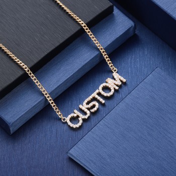 Duoying Crystal Pendant Necklace for Women Stone Chain Zirconia Necklaces Women Personalized Name Necklace NLK90