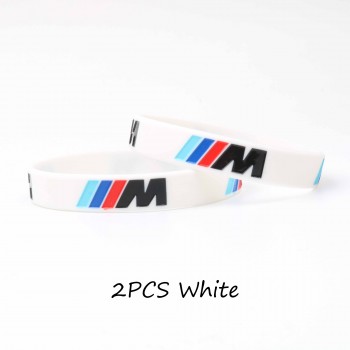 Hot Sale 2pcs Logo Engrave Fashion Bracelets Sport M Power Black Silicone Wristband BMW Club Fans M3 M5 M6 Series White Bangles