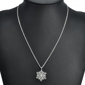 Fashion Charms lady Crystal Snowflake Zircon Flower Silver Christmas Necklaces amp; Pendants Jewelry for Women Sweater necklace
