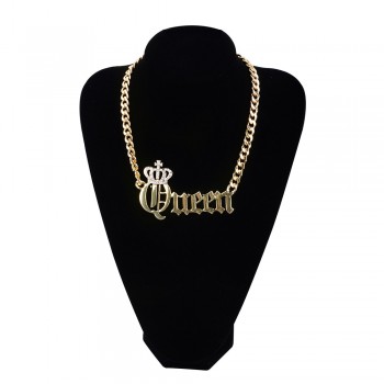 Fashion Simple Queen Pendant Chain Necklaces Jewelry for Women Choker Chain Gold Color Alloy Statement Accessories