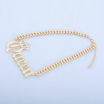 Fashion Simple Queen Pendant Chain Necklaces Jewelry for Women Choker Chain Gold Color Alloy Statement Accessories