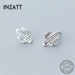 INZATT  Vintage Punk Cactus Shape  Prevent Allergy Real 925 Sterling Silver Unisex Trendy Fine Jewelry Accessories For Party
