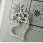 Fashion Elegant Design Dull Polish Heart Necklace For Female Silver Color 3 Heart Love Pendant Necklaces for Women