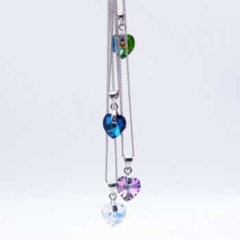 BAFFIN Crystal Necklace Heart Pendant Crystals From Swarovski For Women Girls Gifts Silver Color Chain Kids Jewelry Decorations