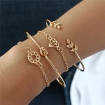 4Pcs Charm Bracelet For Women Rose Gold Pulsera Jewelry Stainless Steel Chain Armbanden Bijoux Femme Bridesmaid Gifts 5FN