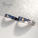 Thaya Van Goghs Enamel couple rings Sky Star moon s925 silver Glitter Rings Engagement Ring Wedding Jewelry For Women