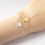 Gold Color Charm Palm Tree Bracelet For Women Men Hawaii Beach Jewelry Stainless Steel Coconut Friendship Bracelet Femme Gifts