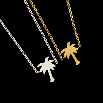 Gold Color Charm Palm Tree Bracelet For Women Men Hawaii Beach Jewelry Stainless Steel Coconut Friendship Bracelet Femme Gifts