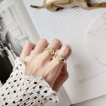 LouLeur 925 sterling silver Retro pattern open rings gold round square abstract pattern rings for women original jewelry charms