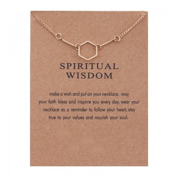 New Gold-color Bones Spiritual Wisdom Hexagonal Alloy Clavicle Pendant Short Necklace