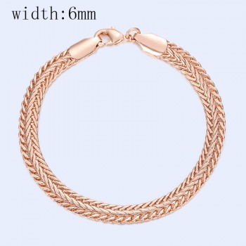 11 Style Choose Women Men Girl 585 Rose Gold Color Curb/Weaving Bracelets Chains Jewelry 18cm-23cm