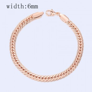 11 Style Choose Women Men Girl 585 Rose Gold Color Curb/Weaving Bracelets Chains Jewelry 18cm-23cm