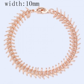 11 Style Choose Women Men Girl 585 Rose Gold Color Curb/Weaving Bracelets Chains Jewelry 18cm-23cm