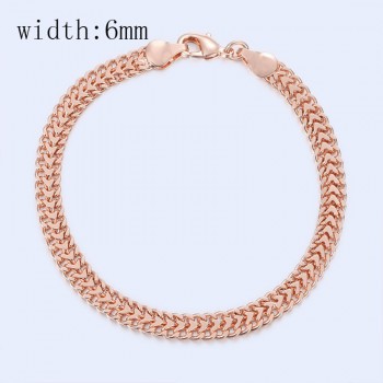 11 Style Choose Women Men Girl 585 Rose Gold Color Curb/Weaving Bracelets Chains Jewelry 18cm-23cm