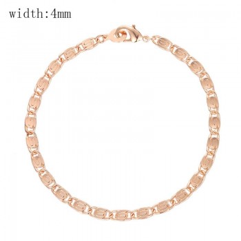 11 Style Choose Women Men Girl 585 Rose Gold Color Curb/Weaving Bracelets Chains Jewelry 18cm-23cm