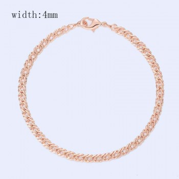 11 Style Choose Women Men Girl 585 Rose Gold Color Curb/Weaving Bracelets Chains Jewelry 18cm-23cm