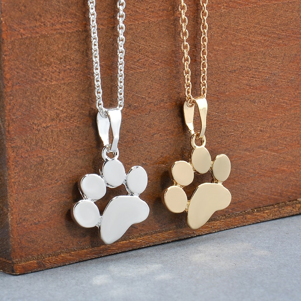 Fashion Cute Pets Dogs Footprints Paw Chain Pendant Necklace Necklaces amp; Pendants Jewelry for Women long silver gold necklace