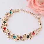 Free shipping New Fashion Hot Womens/Girls  Gold-color Colorful Austrian Crystal Bracelets amp; Bangles Gift Jewelry