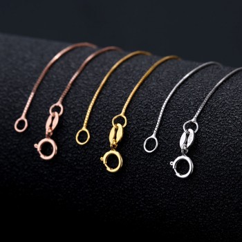18k Pure Gold Necklace Rose White Yellow Genuine Women Fine Simple Slim Thin Chains Hot Sale Matched For Any Pendant trendy new