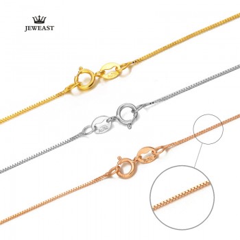 18k Pure Gold Necklace Rose White Yellow Genuine Women Fine Simple Slim Thin Chains Hot Sale Matched For Any Pendant trendy new