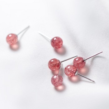 100% 925 Real Sterling Silver 2018 Women Fashion Cute Pink Strawberry Crystal Cat Elk Rabbit Stud Earrings For Women Gifts