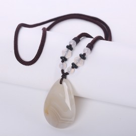 Original Natural Agate Necklace Water Drop Pendant Long Chain Bohemia Necklace Pendant Reiki Onyx Charms Lucky Fine Jewelry Gift