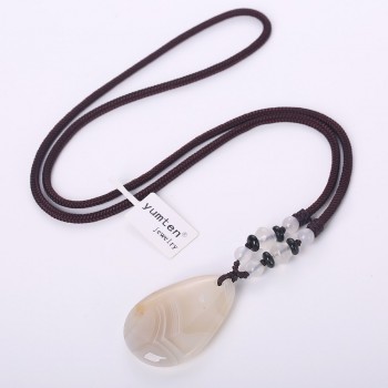 Original Natural Agate Necklace Water Drop Pendant Long Chain Bohemia Necklace Pendant Reiki Onyx Charms Lucky Fine Jewelry Gift