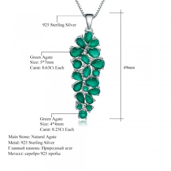 GEMS BALLET 8.22Ct Natural Green Agate Onyx Gemstone Pendant Necklace 925 Sterling Silver Fine Jewelry For Women Wedding