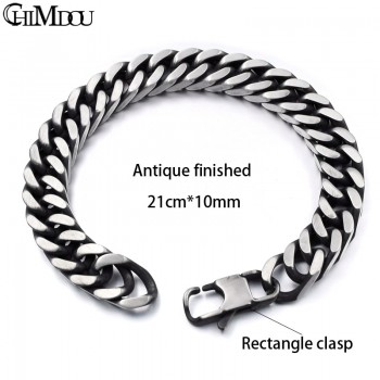 CHIMDOU Men Bracelet Silver Color / Gold Color Black Stainless Steel Bracelet amp; Bangle Male Accessory Hip Hop Party Rock Jewelry