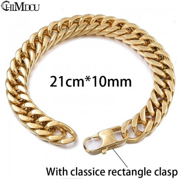 CHIMDOU Men Bracelet Silver Color / Gold Color Black Stainless Steel Bracelet amp; Bangle Male Accessory Hip Hop Party Rock Jewelry