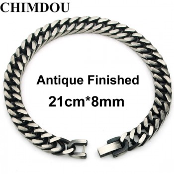 CHIMDOU Men Bracelet Silver Color / Gold Color Black Stainless Steel Bracelet amp; Bangle Male Accessory Hip Hop Party Rock Jewelry