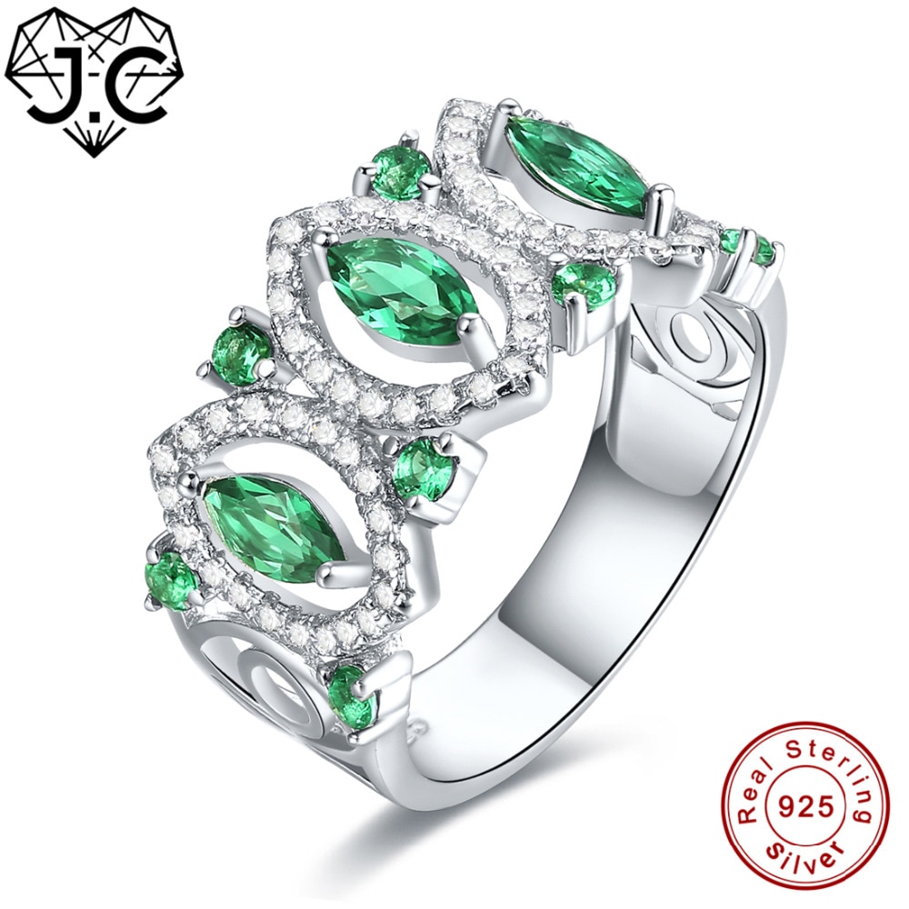 J.C New Fashion Ruby Spinel amp; Emerald White Topaz Solid 925 Sterling Silver Ring Size 6 7 8 9 Women/Men Wedding Fine Jewelry