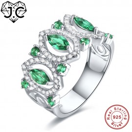 J.C New Fashion Ruby Spinel amp; Emerald White Topaz Solid 925 Sterling Silver Ring Size 6 7 8 9 Women/Men Wedding Fine Jewelry