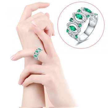 J.C New Fashion Ruby Spinel amp; Emerald White Topaz Solid 925 Sterling Silver Ring Size 6 7 8 9 Women/Men Wedding Fine Jewelry