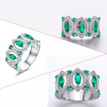J.C New Fashion Ruby Spinel amp; Emerald White Topaz Solid 925 Sterling Silver Ring Size 6 7 8 9 Women/Men Wedding Fine Jewelry