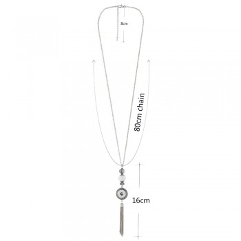 2018 NEW fashion Classic Choker Tassel Long Necklace Sliver Plated Pendant Necklaces for women Lady fit 18mm Snap Button Jewelry