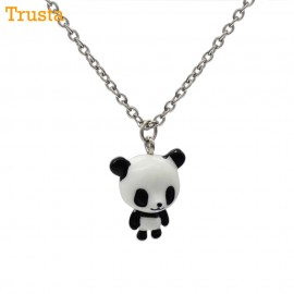 Trusta 2017 New Fashion Jewelry Cute Panda Pendant 16 Short Necklace CN04 Child Girls Gift Wholesale Drop Shipping