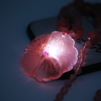 5*5cm Natural Rose Quartz New Jade Flowers And Leaves Peridot Jade Clasp Handmade Knitted Necklace Women Jewelry 48cm Bead Chain
