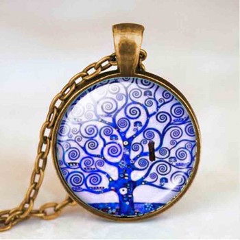 Living life Tree Cabochon Mens charm Fashion Necklace chakra Pendant Choker steampunk Jewelry Gift women glass chain antique