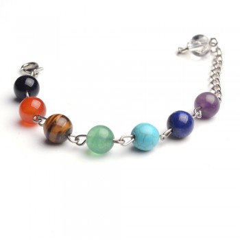 15cm 7 Chakra Stone Yoga Necklace Raw Quartz Natural Stone Dowsing Pendulum Necklaces Reiki  Beads For Jewelry Making For women