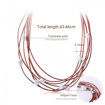 DAIMI 9-10MM Chunky Pearl Necklace 7 Layers Natural White Baroque Pearl Choker Necklace New Real Pearl  Fashion Jewelry