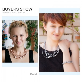 DAIMI 9-10MM Chunky Pearl Necklace 7 Layers Natural White Baroque Pearl Choker Necklace New Real Pearl  Fashion Jewelry