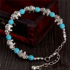 SHUANGR Fashion Bohemia Stylish Shiny Elephant Shape Resin Beads Charm Bracelet Handmade Accessories Fashion Jewelry