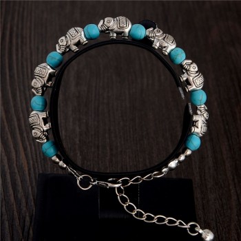 SHUANGR Fashion Bohemia Stylish Shiny Elephant Shape Resin Beads Charm Bracelet Handmade Accessories Fashion Jewelry