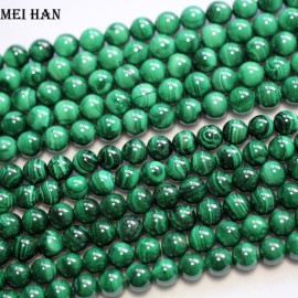 Free shipping natural malachite 8mm (48 pcs/set) smooth round beads for jewelry making design or gift